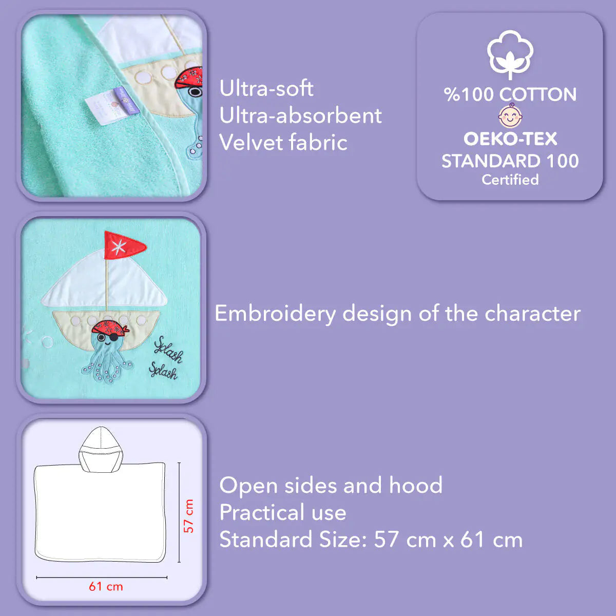 Cotton Kids Poncho — Sailor Octopus Ollie