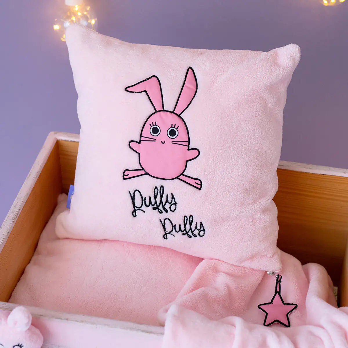 Cotton Baby Blanket Set + Pillow — Pink Bunny Benny