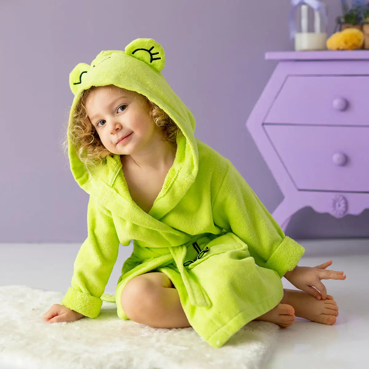 Cotton Kids Bathrobe (2-4 y.o) — Cheerful Froggo Finley