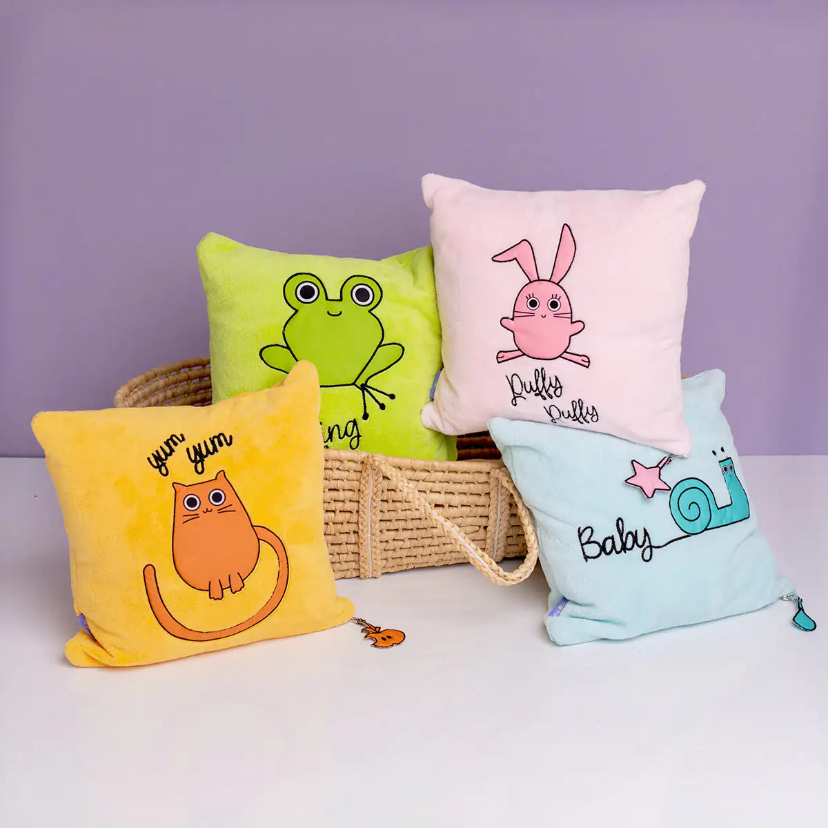 Soft Cotton Baby Pillow — Cheerful Froggo Finley
