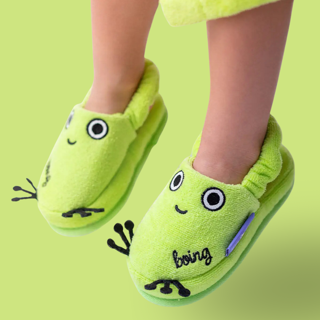 Cotton Soft Kids Slippers — Cheerful Froggo Finley