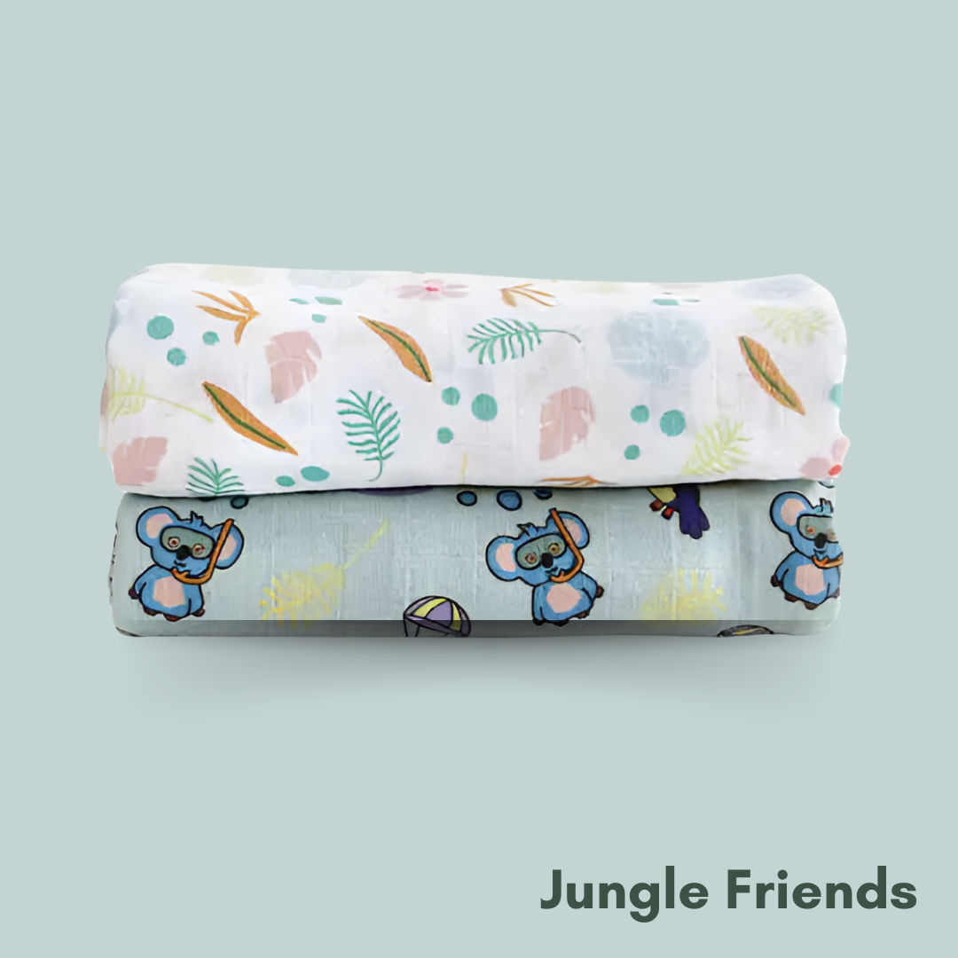2-Item Muslin Covers Set — Jungle Friends