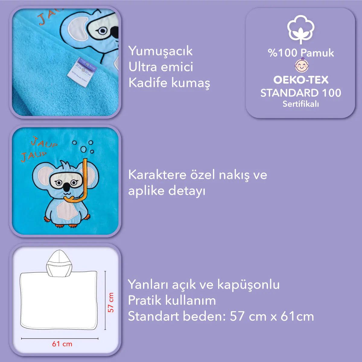 Cotton Kids Poncho — Explorer Koala Kobi