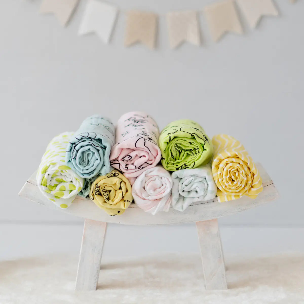 Set of 2 Botton Muslin Babby Swaddle Blanket — Funny Bunny Benny